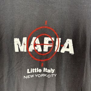Mafia Little Italy New York City Vintage T Shirt Medium Black Cotton Y2K EUC